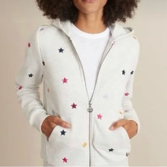 Marine Layer Tops - MARINE LAYER Women’s Stars Zip-Up Hoodie. Light Gray. Size Medium